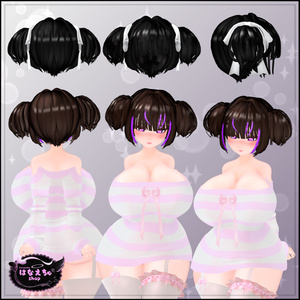 Baby Twintails Hairstyle ベビーツインテール ヘアスタイル 3D Model Unitypackage VRChat 缩略图 7