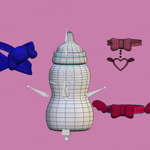 「どきどき保育園」哺乳瓶 Baby Bottle Set 🍼 3D Model Unitypackage VRChat 缩略图 11