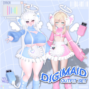 「デジメイド」 DIGITAL MAID Outfit Set 🎀 3D Model Unitypackage VRChat 缩略图 19