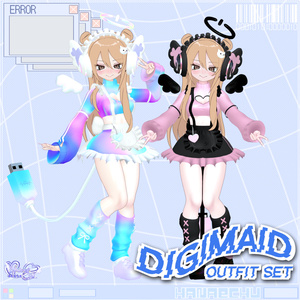 「デジメイド」 DIGITAL MAID Outfit Set 🎀 3D Model Unitypackage VRChat 缩略图 5