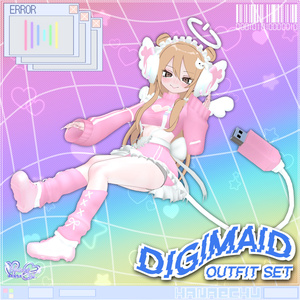 「デジメイド」 DIGITAL MAID Outfit Set 🎀 3D Model Unitypackage VRChat 缩略图 11