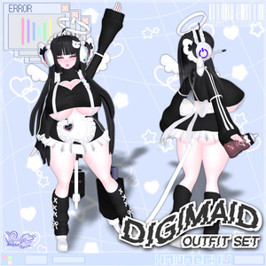 「デジメイド」 DIGITAL MAID Outfit Set 🎀 3D Model Unitypackage VRChat 缩略图 6