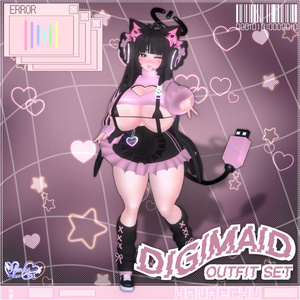 「デジメイド」 DIGITAL MAID Outfit Set 🎀 3D Model Unitypackage VRChat 缩略图 4