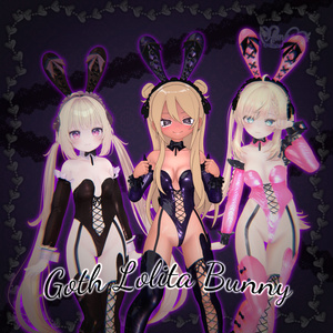 Goth Lolita Bunny Outfit Set  †𓆩♡𓆪†　ゴスロリタバニー　衣装 セット 3D Model Unitypackage Modular Avatar 缩略图 14