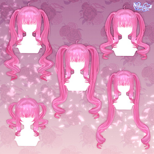 【VRC想定】Springy Twintails Hair 3D Model Unitypackage 缩略图 5