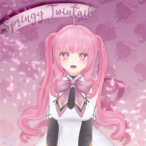 【VRC想定】Springy Twintails Hair 3D Model Unitypackage 缩略图 2