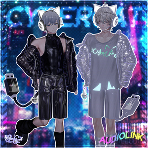 【雨の日SALE】Mens CYBER CAT Outfit🎮 メンズ 電脳猫衣装セット Modular Avatar Unitypackage 缩略图 4