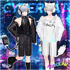 【雨の日SALE】Mens CYBER CAT Outfit🎮 メンズ 電脳猫衣装セット Modular Avatar Unitypackage 缩略图 3