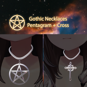 Gothic Necklaces (Cross and Pentagram) - ゴシックネックレス - 五芒星と十字架