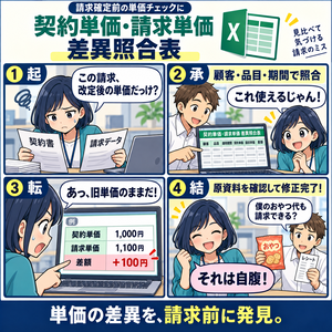 契約単価・請求単価 差異照合表 / Contract vs. Billed Unit Price Reconciliation Sheet