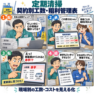 定期清掃 契約別工数・粗利管理表 / Periodic Cleaning Labor Hours and Gross Profit Tracker by Contract