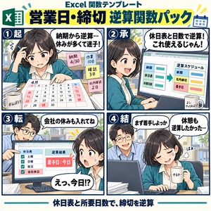 営業日・締切 逆算関数パック / Business Day and Deadline Back-Calculation Function Pack