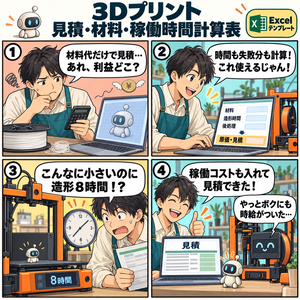 3Dプリント 見積・材料・稼働時間計算表 / 3D Printing Quote, Material, and Runtime Calculator