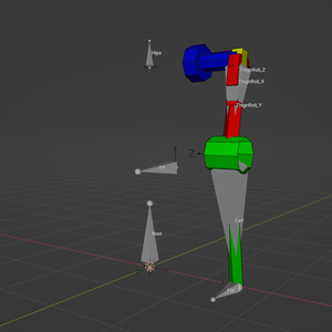 【Blender】IKで動作する3軸分離関節っぽいの