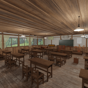 昭和レトロな小学校の教室【3Dモデル／Unitypackage】