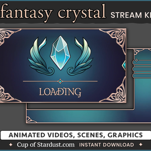 クリスタルファンタジー配信素材キット｜豪華なTwitchオーバーレイ・VTuber背景・開始動画付き
