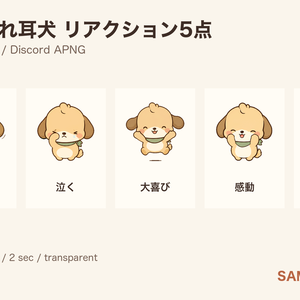 動くたれ耳犬 5反応｜Twitch GIF・Discord APNG｜収益化配信ライセンス