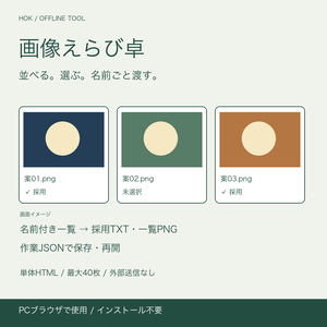 画像えらび卓｜名前付き一覧・採用リスト作成【オフラインHTML】