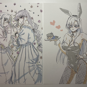 Mi 「コミさんはコミュ症です」直筆イラストサイン入り色紙　大色紙 Mi 「コミさんはコミュ症です」直筆イラストサイン入り色紙 猫耳