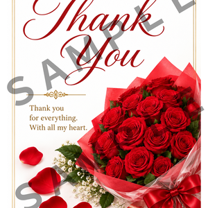 Rose Message Cards 8 Designs｜赤いバラのメッセージカード A6