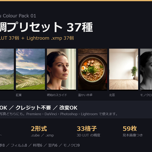 色調プリセット37種｜.cube LUTとLightroom .xmp 各37個