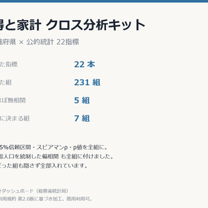 所得と家計クロス分析キット 47都道府県×22指標・相関231組