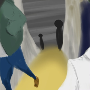 人混みに紛れて