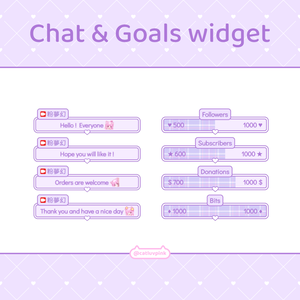 【配信】Purple white heart - Chat and Goals Widget for Stream | Twitch/Facebook