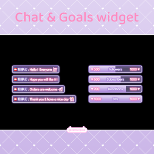 【配信】Neon pink purple - Chat and Goals Widget for Stream | Twitch/Facebook