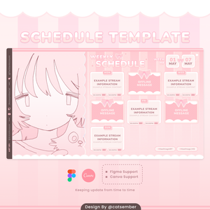 Pink Bow｜【週間予定素材】 ・週間スケジュール素材 【Vtuberさん・配信者さん向け】（Figma / Canva対応）