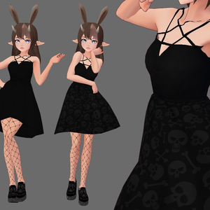 [FREE VROID TEXTURE] Star and Skull Dress