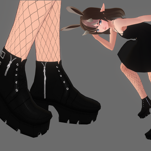 [FREE VROID TEXTURE] Black Punk Boots