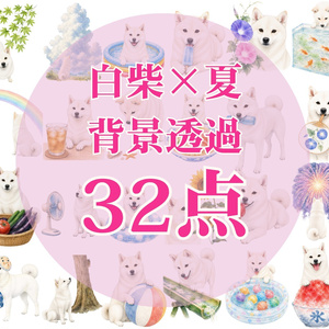 白柴×夏の風物詩｜背景透過32点セット
