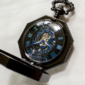 蓄光懐中時計★天体魔法使いの月の満ち欠け(蓄光オルゴナイトフローライト付き)★ ☆蓄光懐中時計☆天体魔法使いの月の満ち欠け(蓄光オルゴナイトフロー