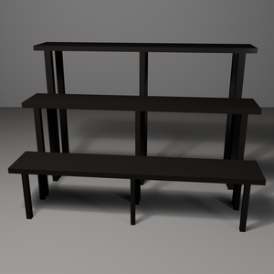盆栽棚 黒漆｜VRChat向け和風3D置物・8サイズ入り【軽量・Quest対応／ワールド装飾】