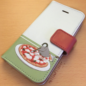 PENGUIN FOOD「ピッツァ／マルゲリータ」  iphone 手帳型ケース