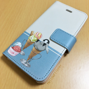 PENGUIN FOOD「アイスクリーム」 iphone 手帳型ケース