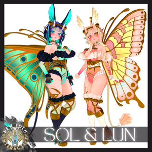 Sol & Lun - 3.0 Avatar with Scratch Assets + Optimized Version - Physbones Compatible