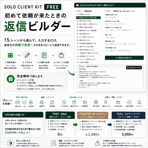 SOLO CLIENT WORK KIT FREE｜クライアント返信ビルダー 15シーン