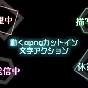 【無料】動くapng 文字アクション素材 ＿サイバー（4種）