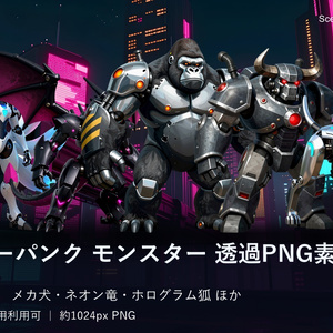 SF007｜サイバーパンク・モンスター透過素材25体｜商用利用可