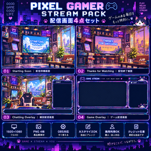 Pixel Gamer Stream Pack｜VTuber・配信者向け 配信画面4点セット【待機・終了・雑談・ゲーム】