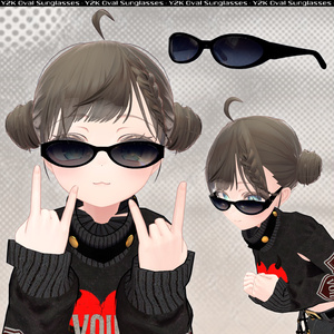 【VRChat向け】 レトロなオーバルサングラス / 3D衣装小物 / 🕶️Y2K Oval Sunglasses🕶️ 缩略图 3