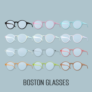 ボストンメガネ/Boston Glasses 計55種【ホログラフィック/クリアカラー/単色/グラデーション/木目】