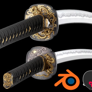 刀　3Dハイポリモデル　Katana samurai sword Models & Textures