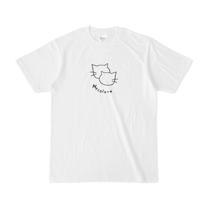 Necolove イラストロゴ新2匹のねこ(黒線) Tシャツ