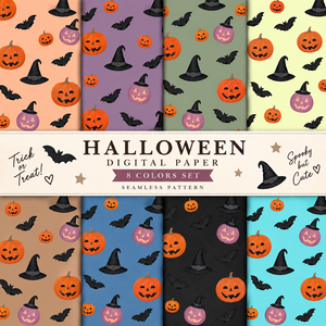 「ハロウィン シームレスデジタルペーパー｜8色セット」
