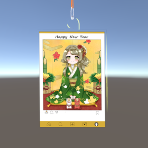 【VRChat】かんぺきメイドメロトロン_アクリルキーホルダー_SNS風フレーム_正月【無料】