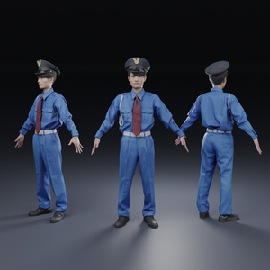 アニメーション付  警備員の3D人モデル 155_Toshi_N07