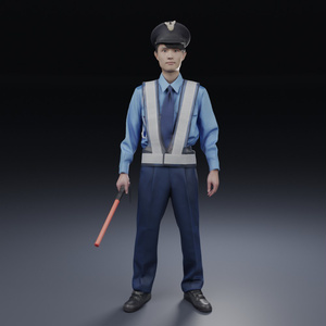 3D人物素材ポーズド  警備員の3D人モデル 157_Toshi_N10